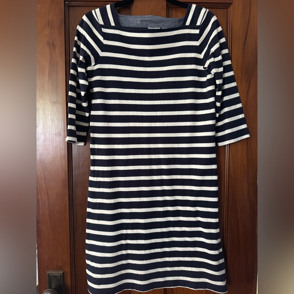 L.L. Bean Navy & White Striped dress
